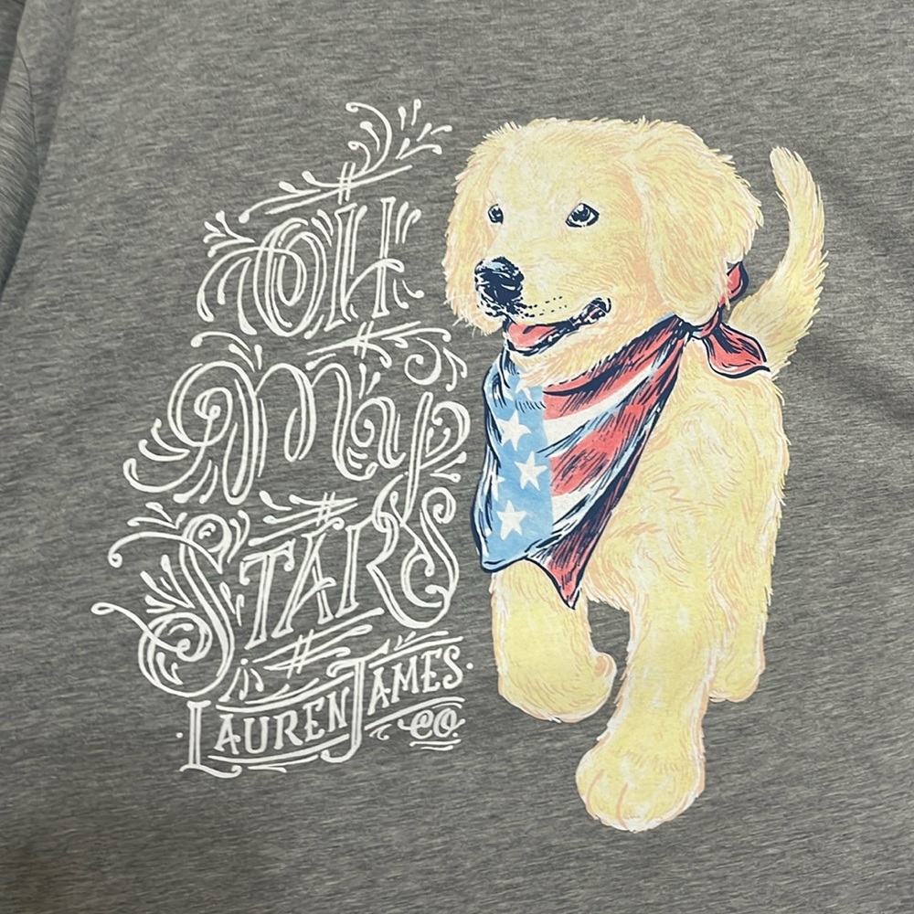 Lauren James Gray Tee Shirt With Dog Graphic